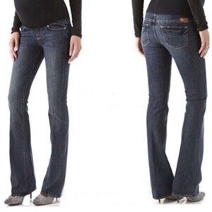 Paige Maternity Premium Denim Laurel Canyon Jeans 28 full panel Bootcut 26 insea